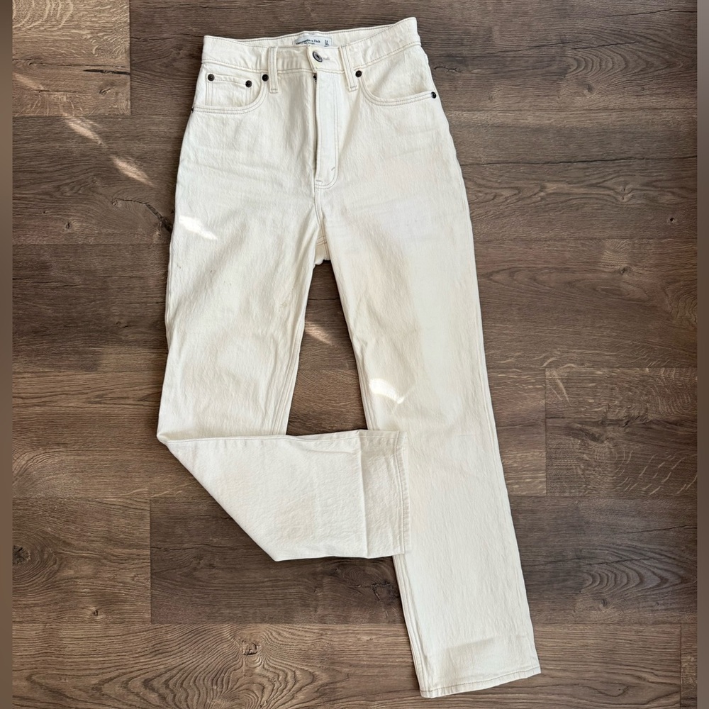 Abercrombie & Fitch Cream Ultra High Rise Jeans